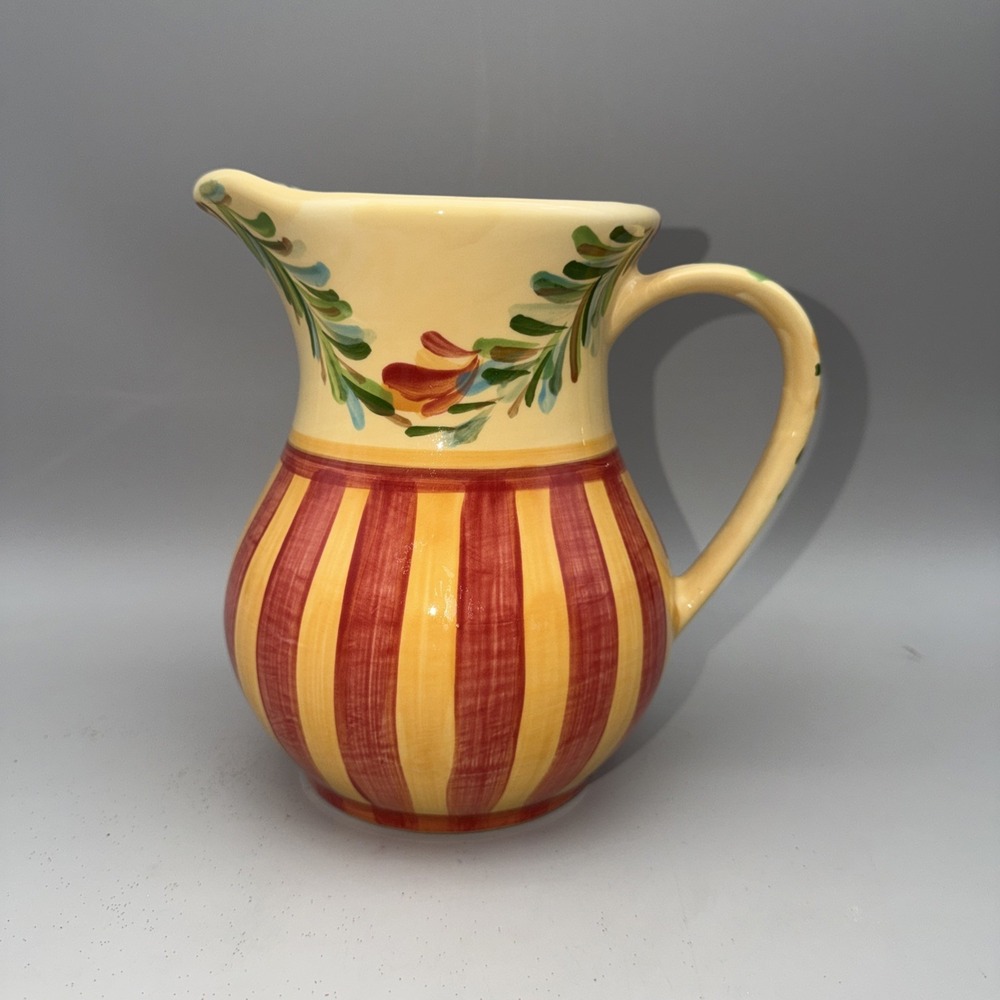 Vintage Gail Pittman Ceramic Serving Pitcher "Seina" Tuscan Style Pattern Decor